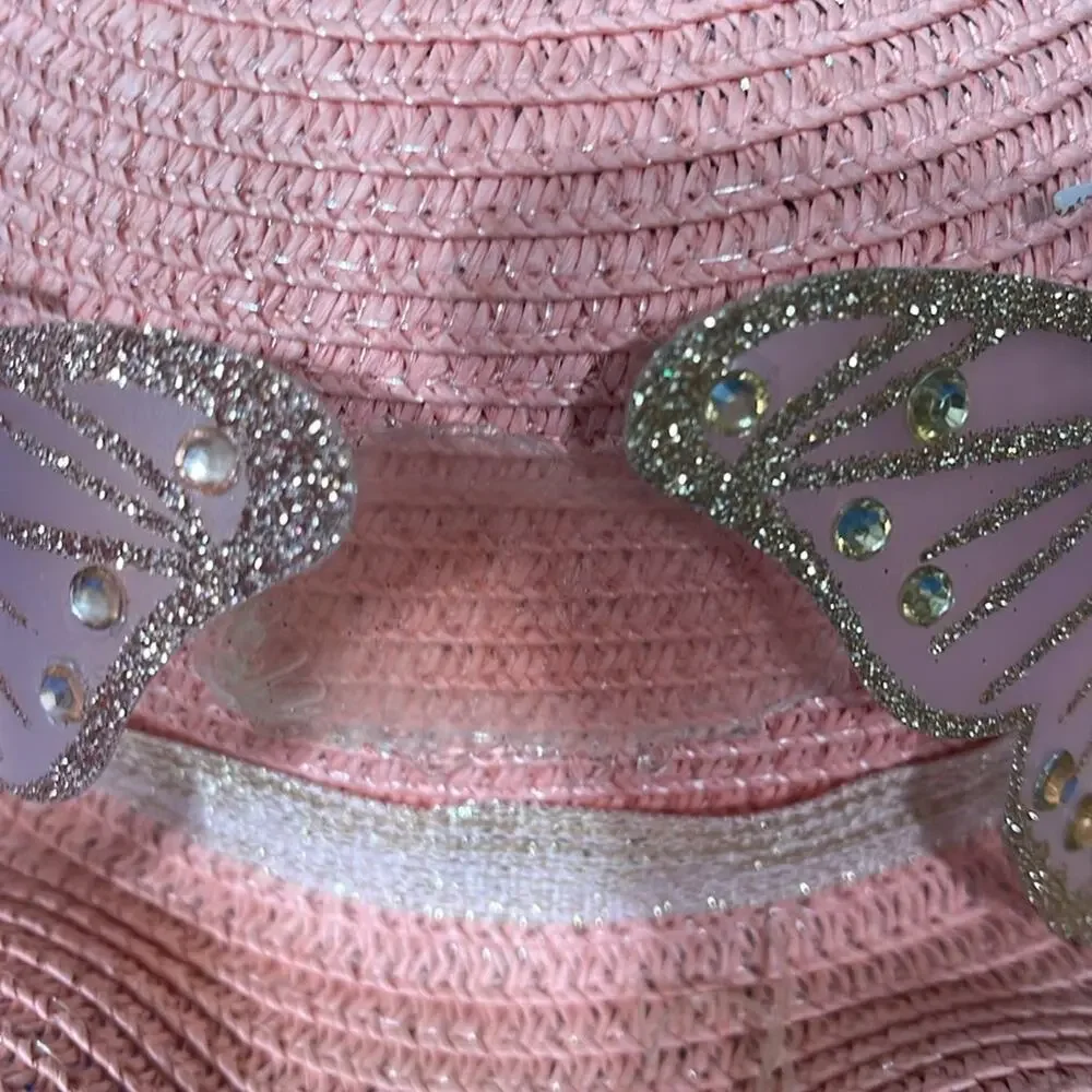 Unbranded Women’s Natural Fiber Hat Butterflies Embellished